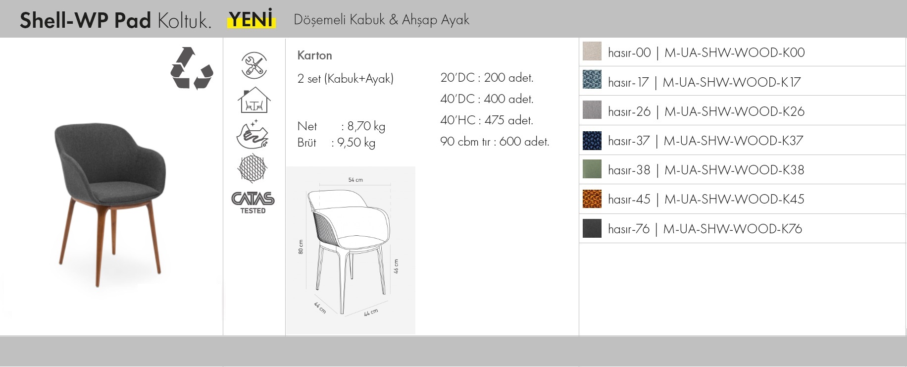 Shell-WP Pad Koltuk